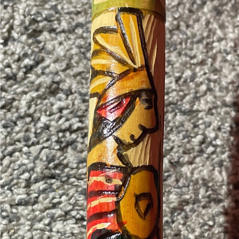Vintage Hand carved painted Wooden Walking Cane - Picture 5 of 7